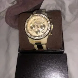 WOMEN\'S MICHAEL KORS MADISON CHRONOGRAPH WATCH HORN ACETATE AND GOLD TONE Michael Kors Gold Tone Stainless Steel Horn Acetate Madison  main image 4